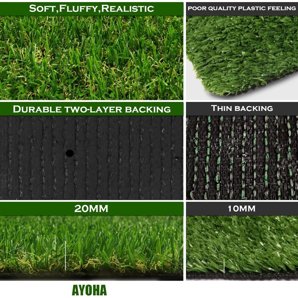 Artificial Turf Grass 8' X 9' with Drainage, 0.8 Inch Realistic Fake Grass Rug, for Garden, Backyard, Outdoor Lawn Landscape
