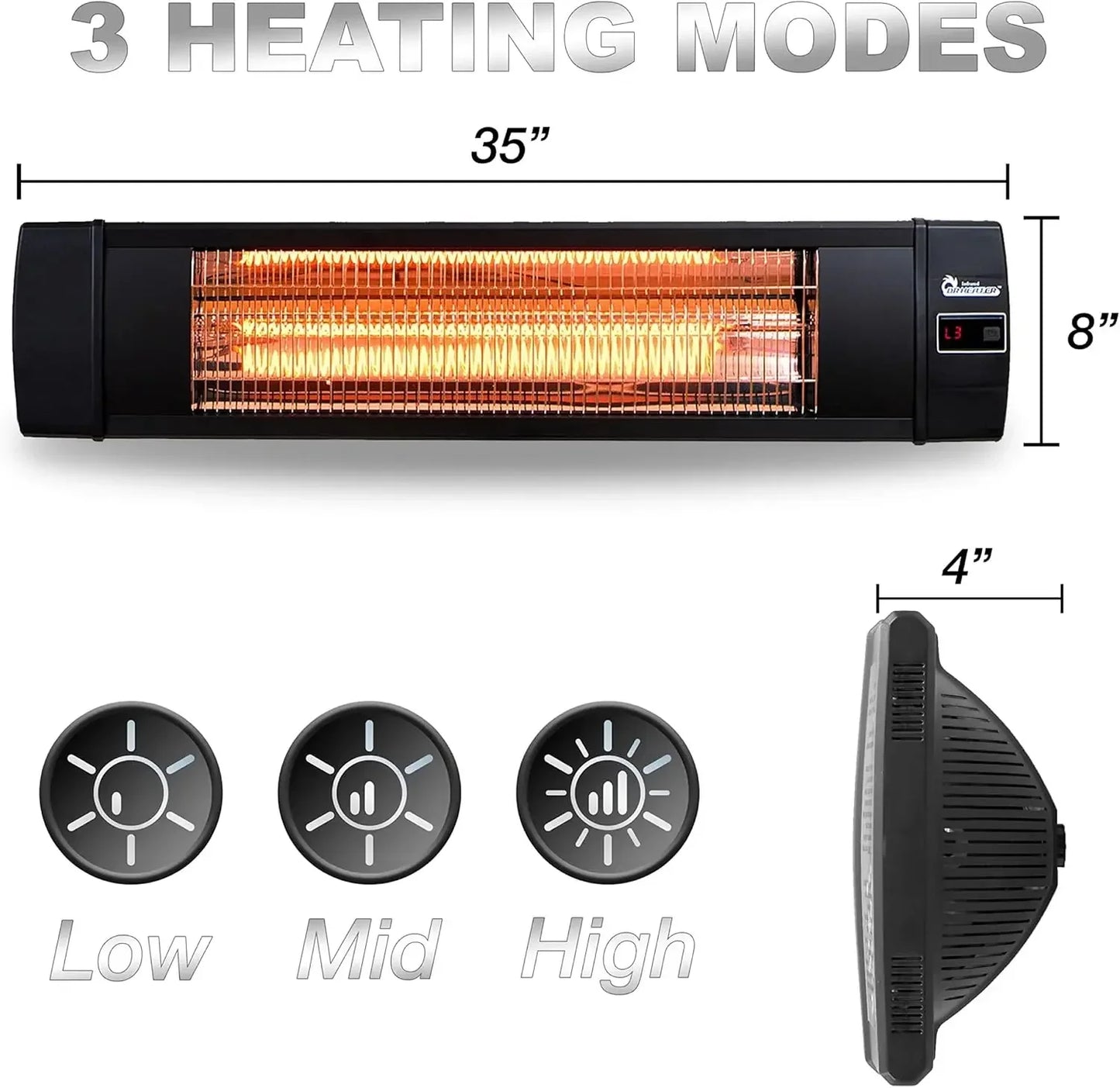 Carbon Infrared Outdoor Heater For Restaurant Patio Black