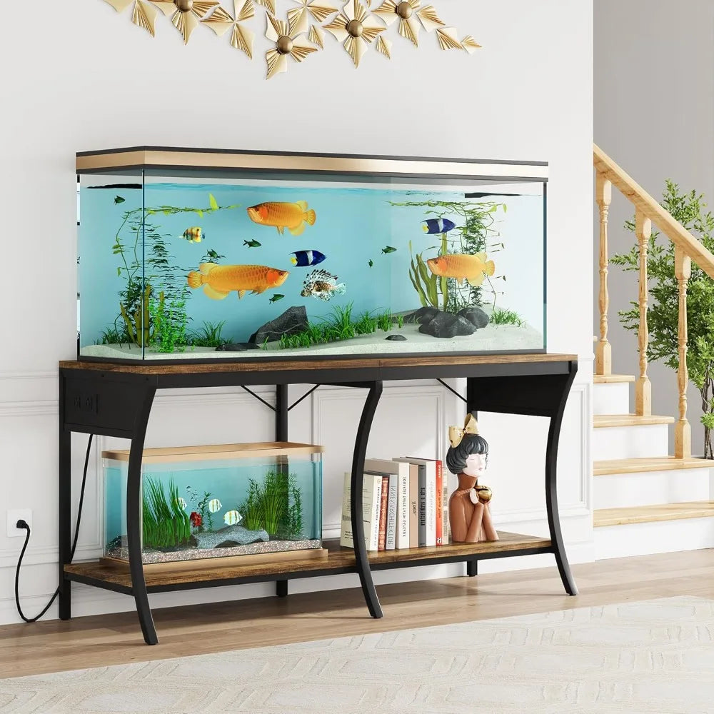 55 To 90 Gallon Fish Tank Stand Two Tier With LED Light