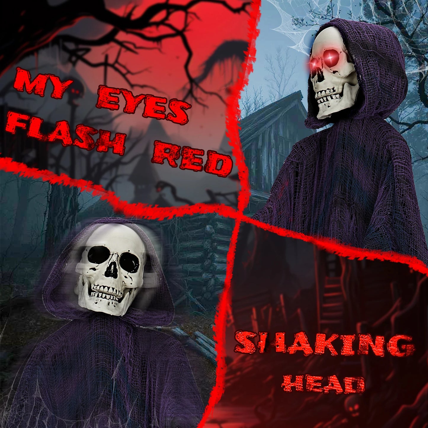 Six Foot Halloween Grim Reaper Animatronic Outdoor Decor