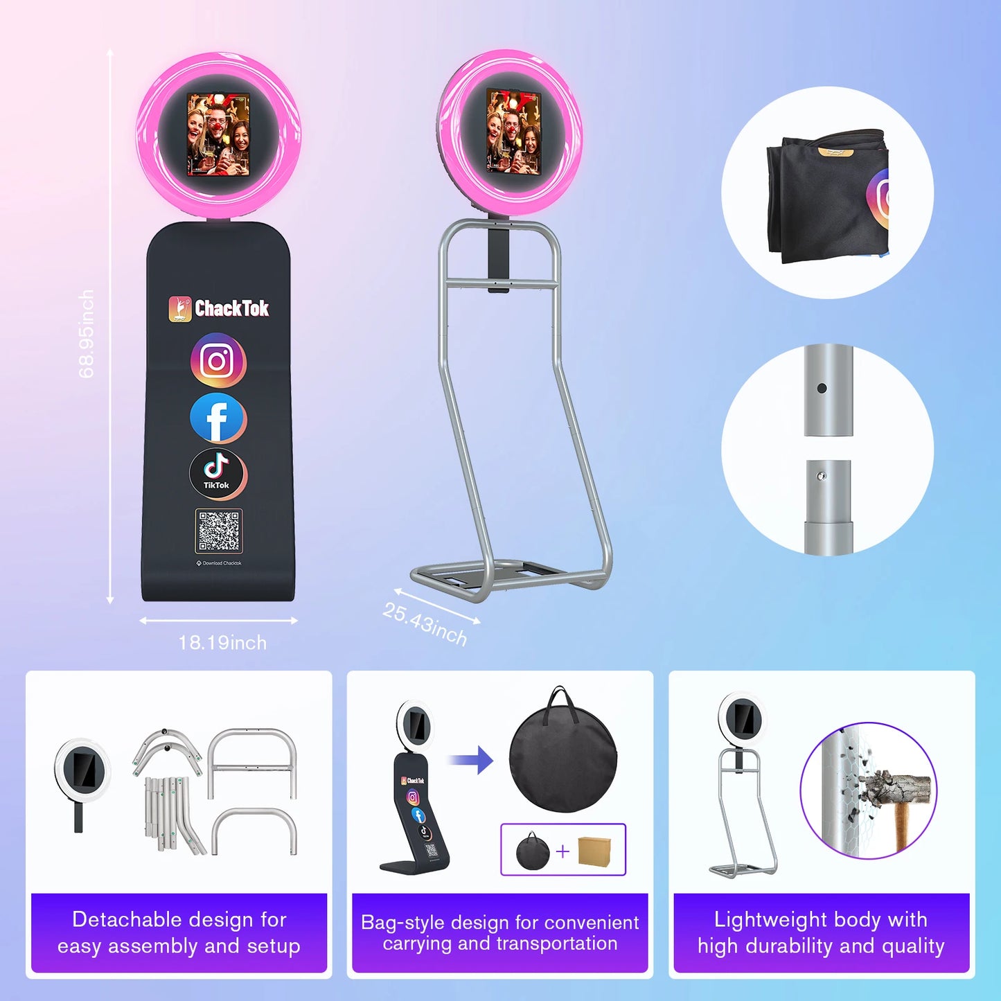 iPad Photo Booth For Weddings With LED Ring Light Stand