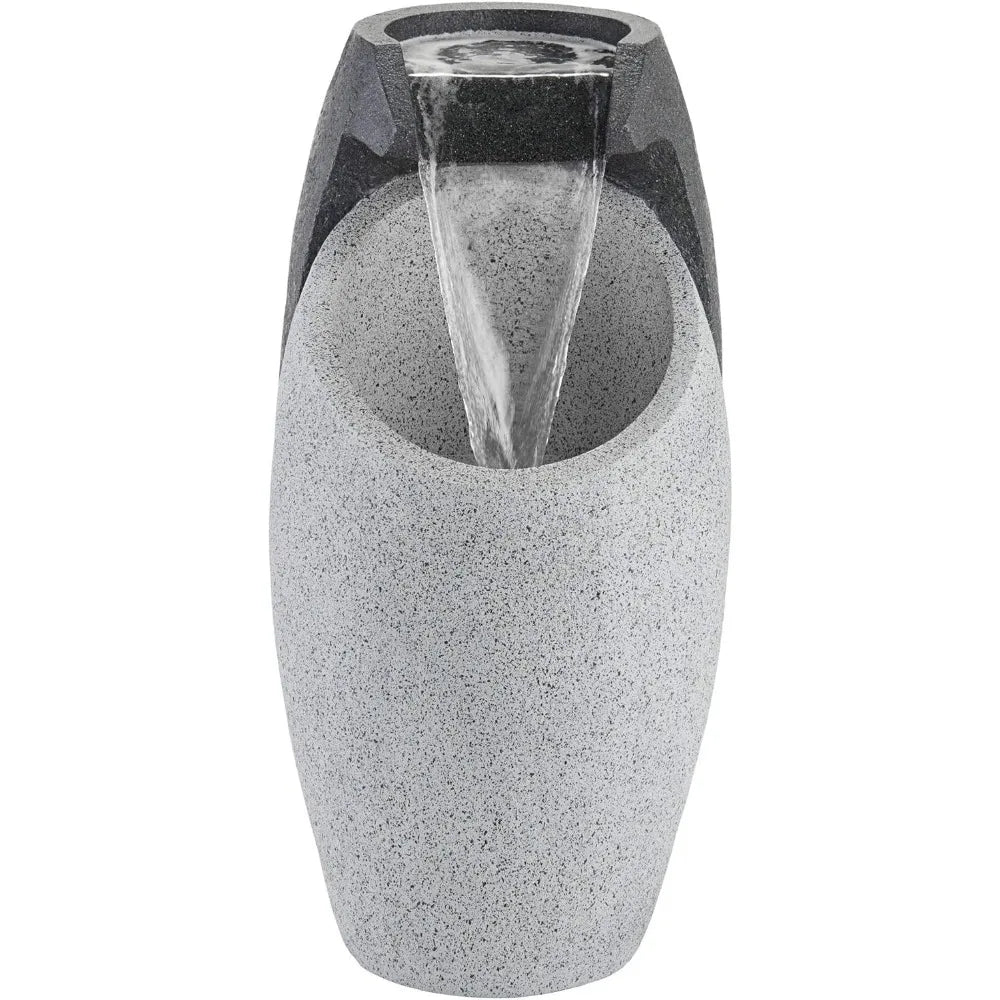 Large 25 Inch Modern Faux Stone Floor Fountain Outdoor LED