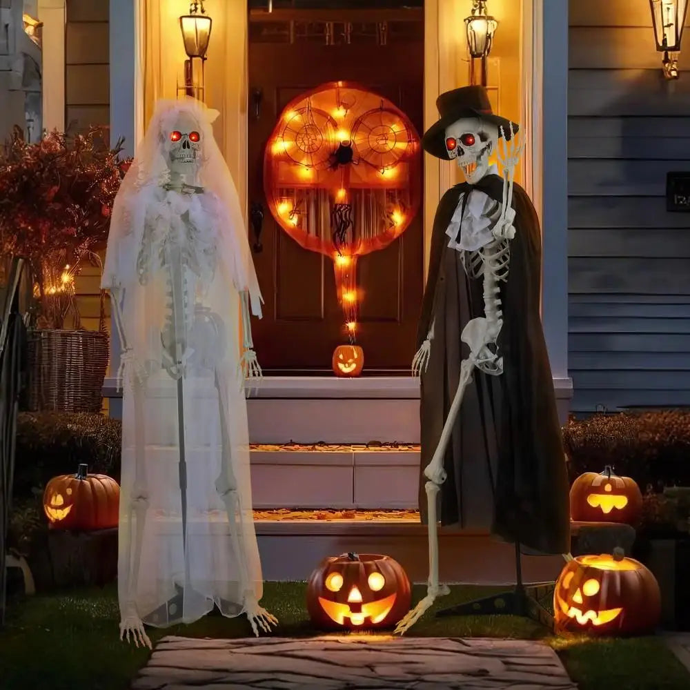 65 Inch Halloween Bride Groom Skeleton With Movable Joints
