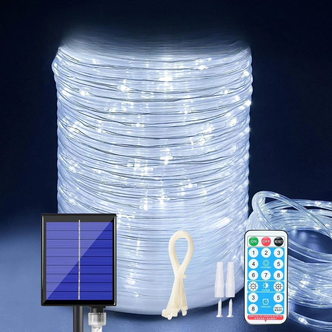 107ft300LED Solar Rope Lights Waterproof IP65 Outdoor String Lights with 8 Modes for Garden Christmas