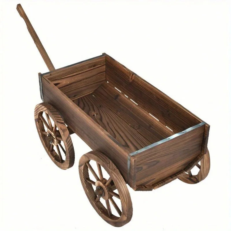 Wagon Flower Planter Pot Stand W/Wheels ,Planter for Flowers Herbs Vegetables for Home Garden Outdoor Decor New
