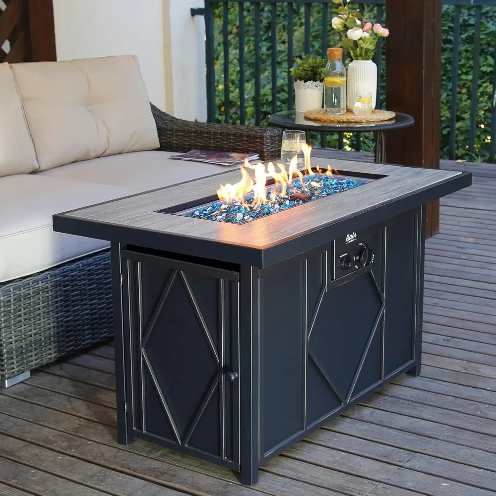 Propane Fire Pit Table 42 Inch Rectangular 60000 BTU Patio