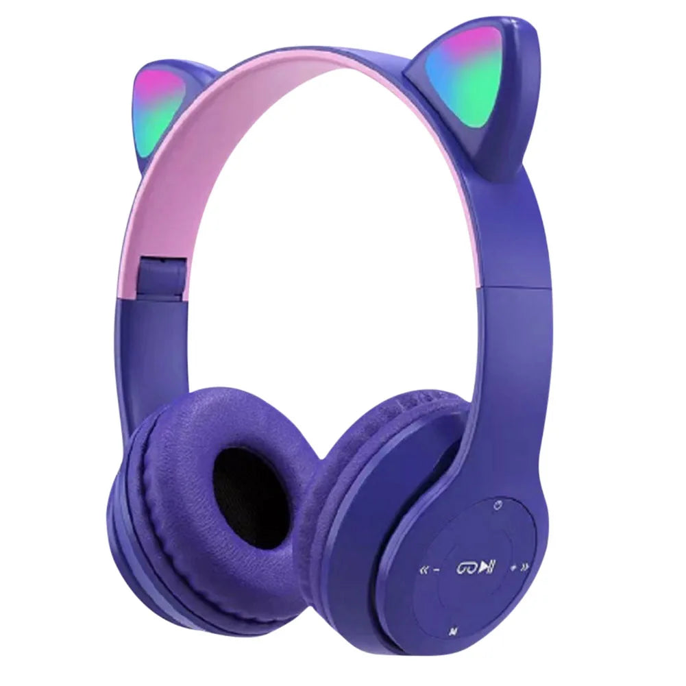Wireless Cat Ear Gaming Headphones With Glow Light Bluetooth