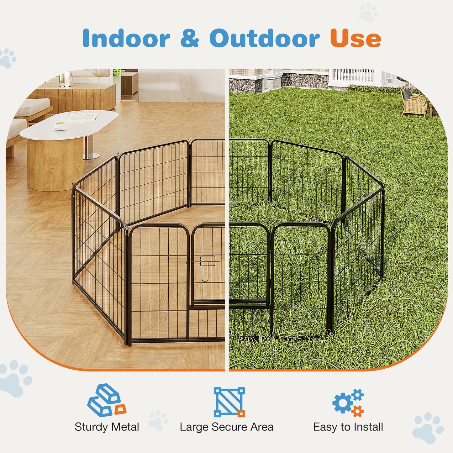JHK 8 Panel Dog Playpen Indoor Pet Fence Exercise for Yard Gate Heavy Duty Crates