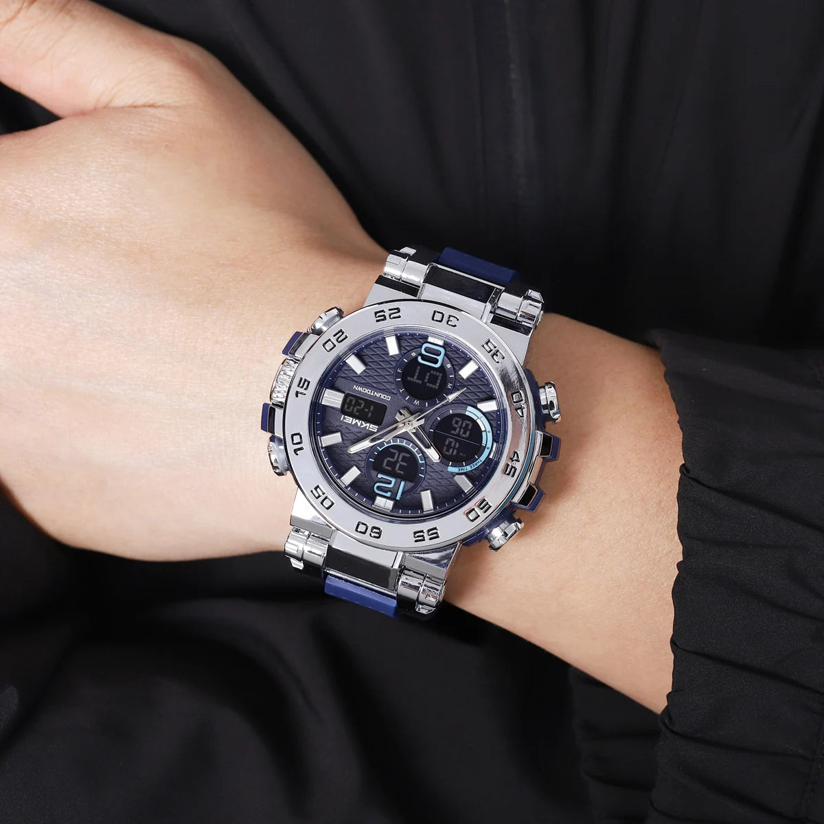 Skmei Waterproof Alarm Clock Wristwatch Dual Display For Men