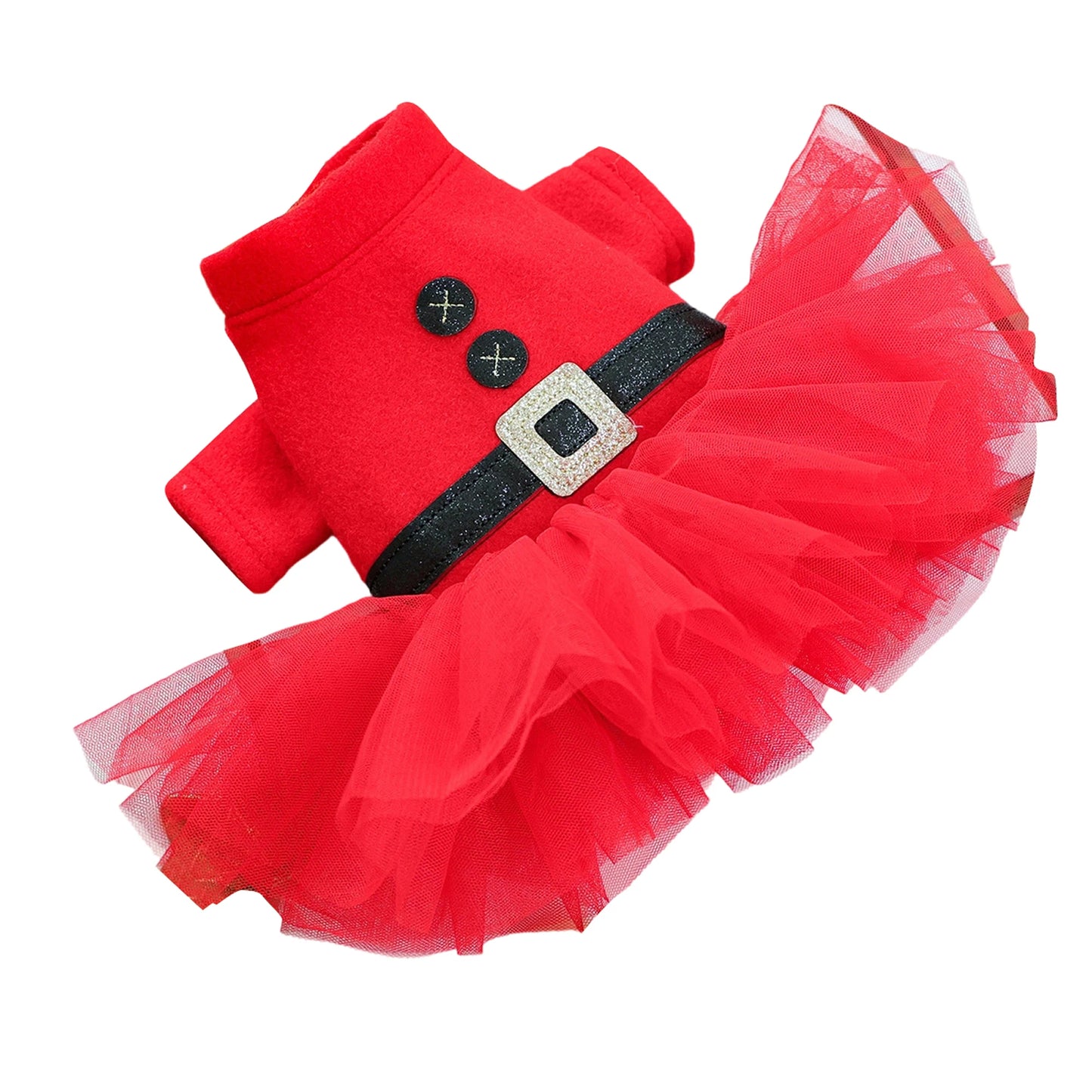 Dog Christmas Dress Snap Button Santa Claus Puppy Dress Pet Holiday Clothes For Small Dogs And Cats