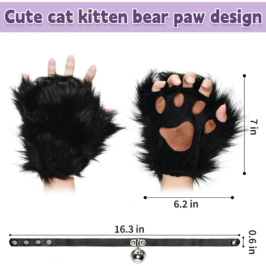 Therian Cat Mask And Tail Set Leather Choker For Girls