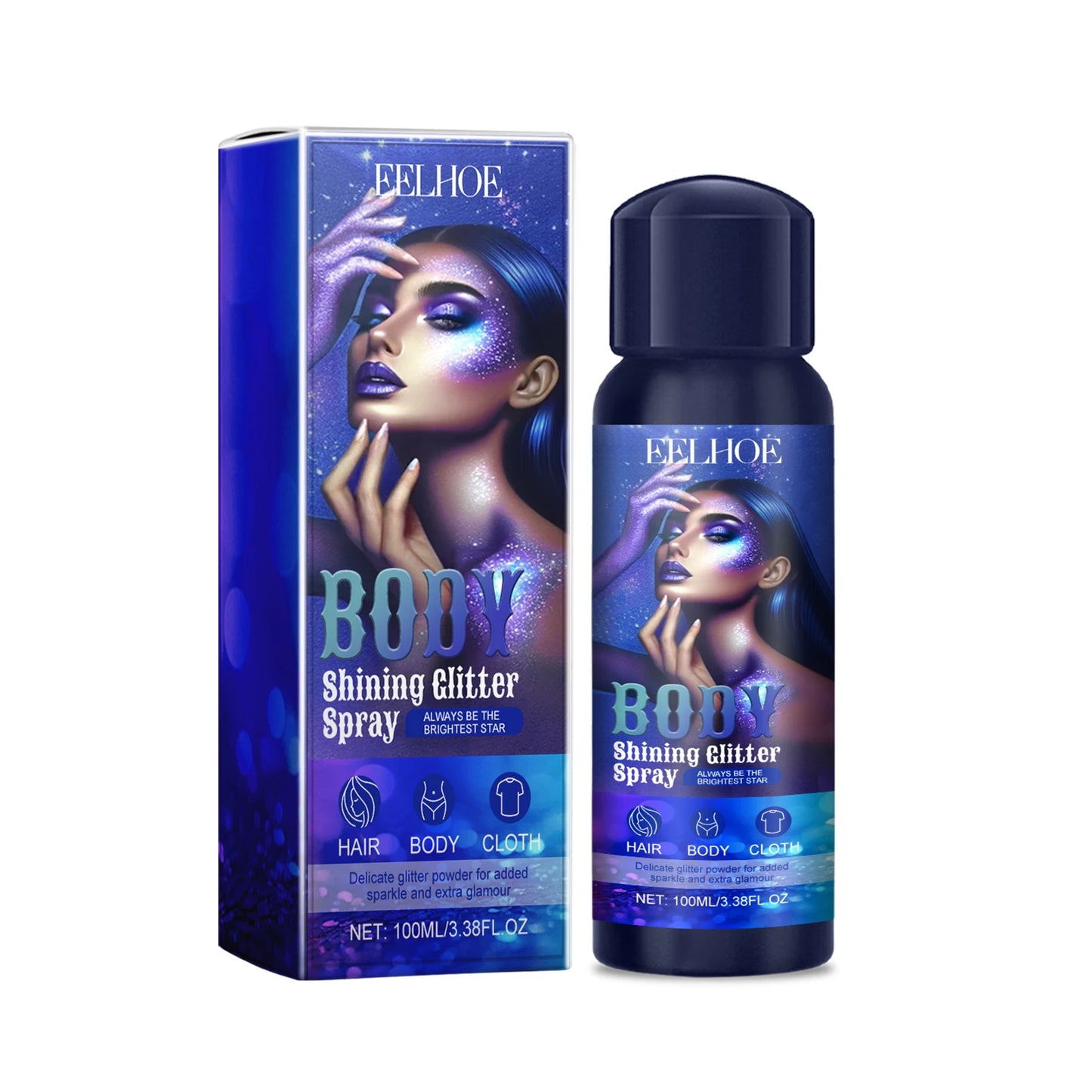 EELHOE Shimmery Spray Shiny Glitter Spray Hair Shimmery Glitter Spray Hair Body Washable Temporary Hair Body Glitter Color Spray