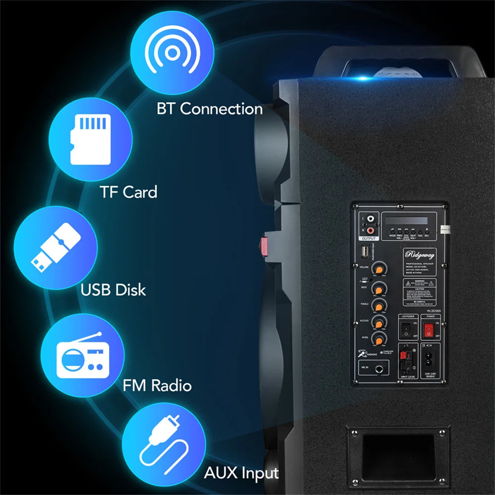 9000W Portable Bluetooth Speaker Heavy Bass 10in Subwoofer