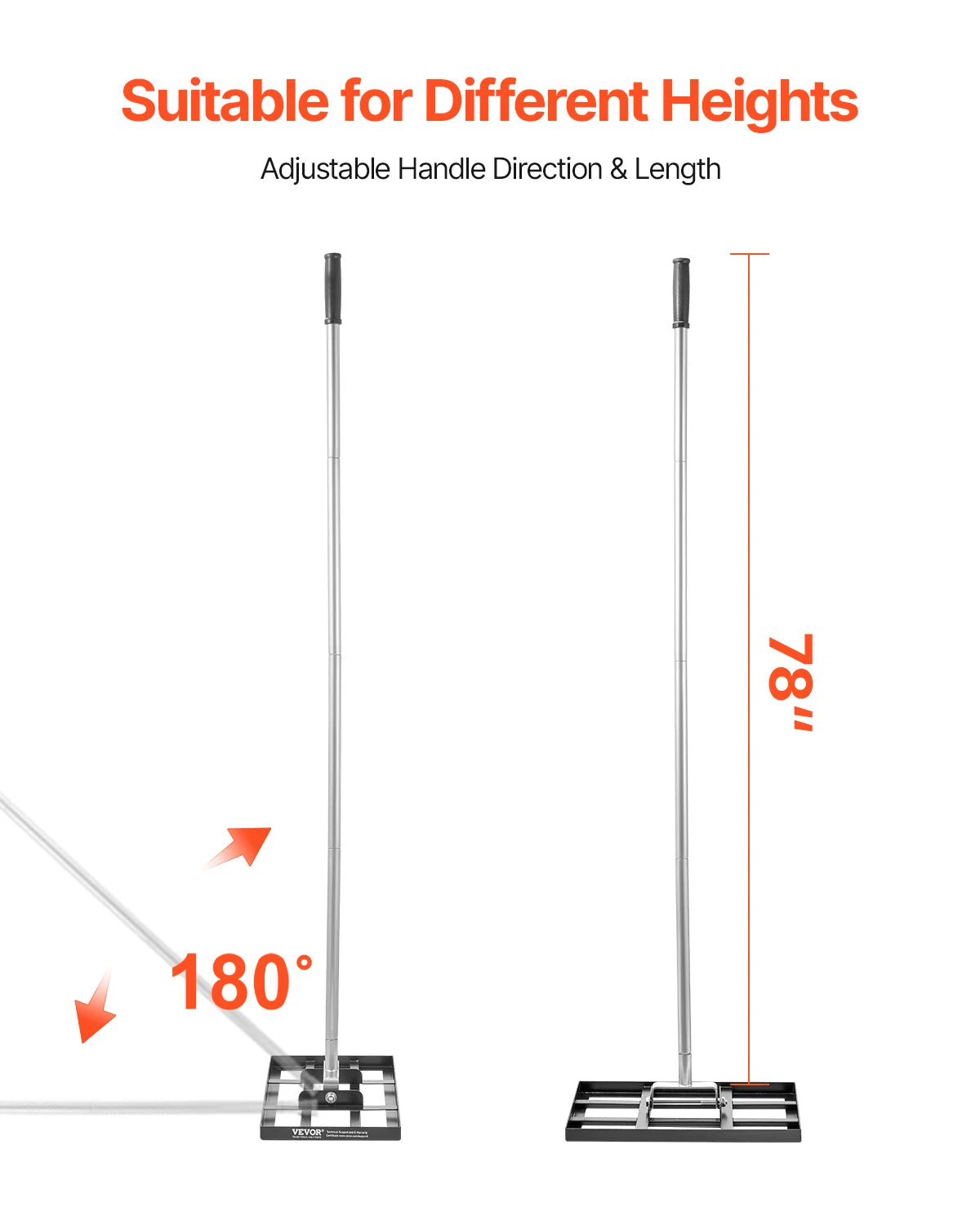 VEVOR Lawn Leveling Rake With Handle Carbon Steel