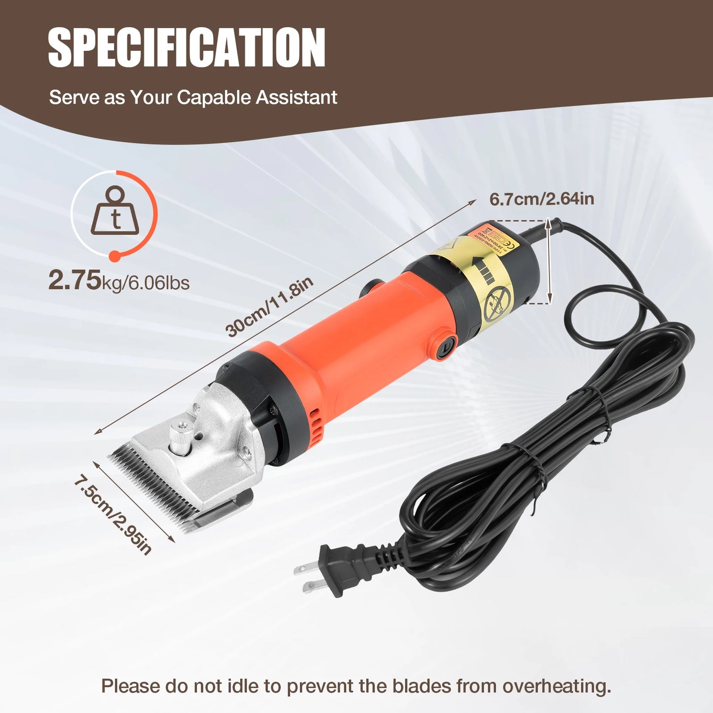 350W Electric Horse Sheep Animal Hair Clipper Shearing Trimmer Shaver 6-Speed Pet Grooming Fur Shear Cutter