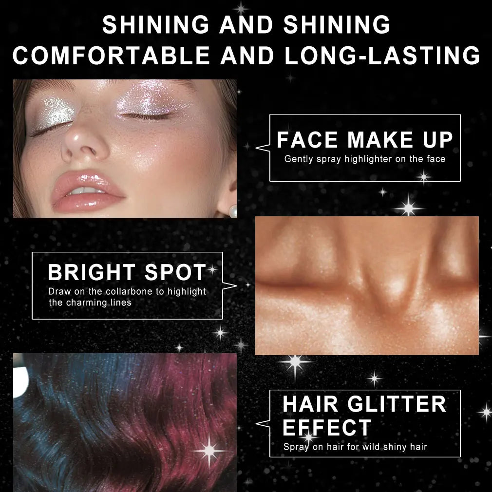 2 Pack Quick Dry Glitter Spray Kit For Hair And Body Gloss