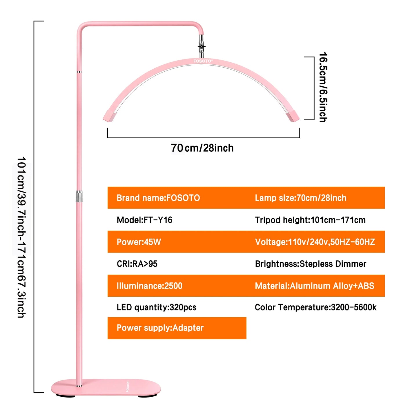 Fosoto Half Moon LED Video Light For Tattoo Eyelash Fill