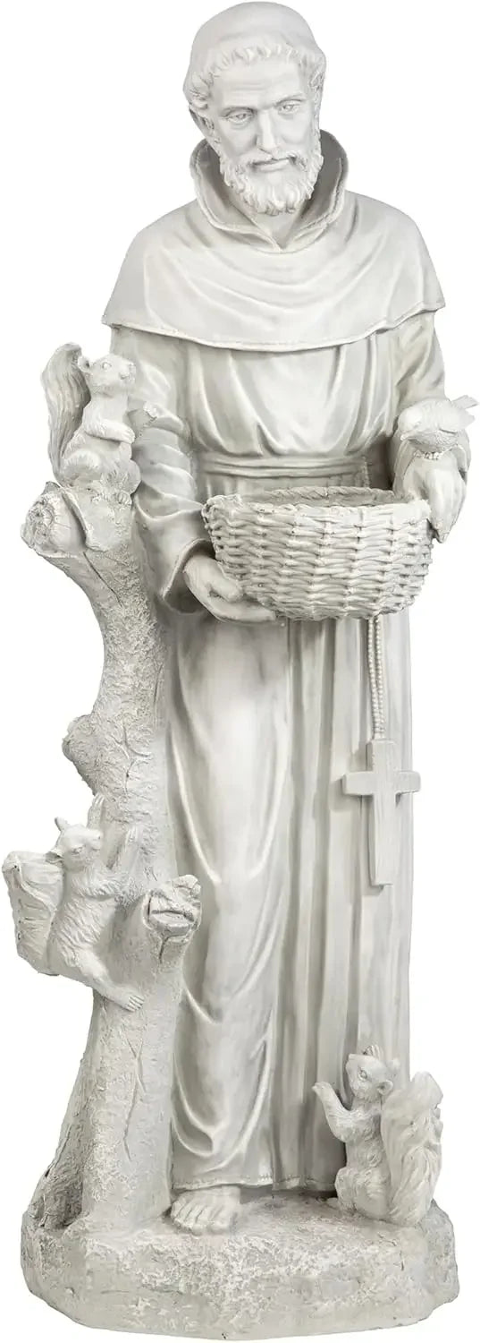 Hot sale.Nature's Nurturer Francis Assisi Religious Garden Decor Statue Bird Bath Feeder, 37 inch, Cast Stone Resin, Antique Sto