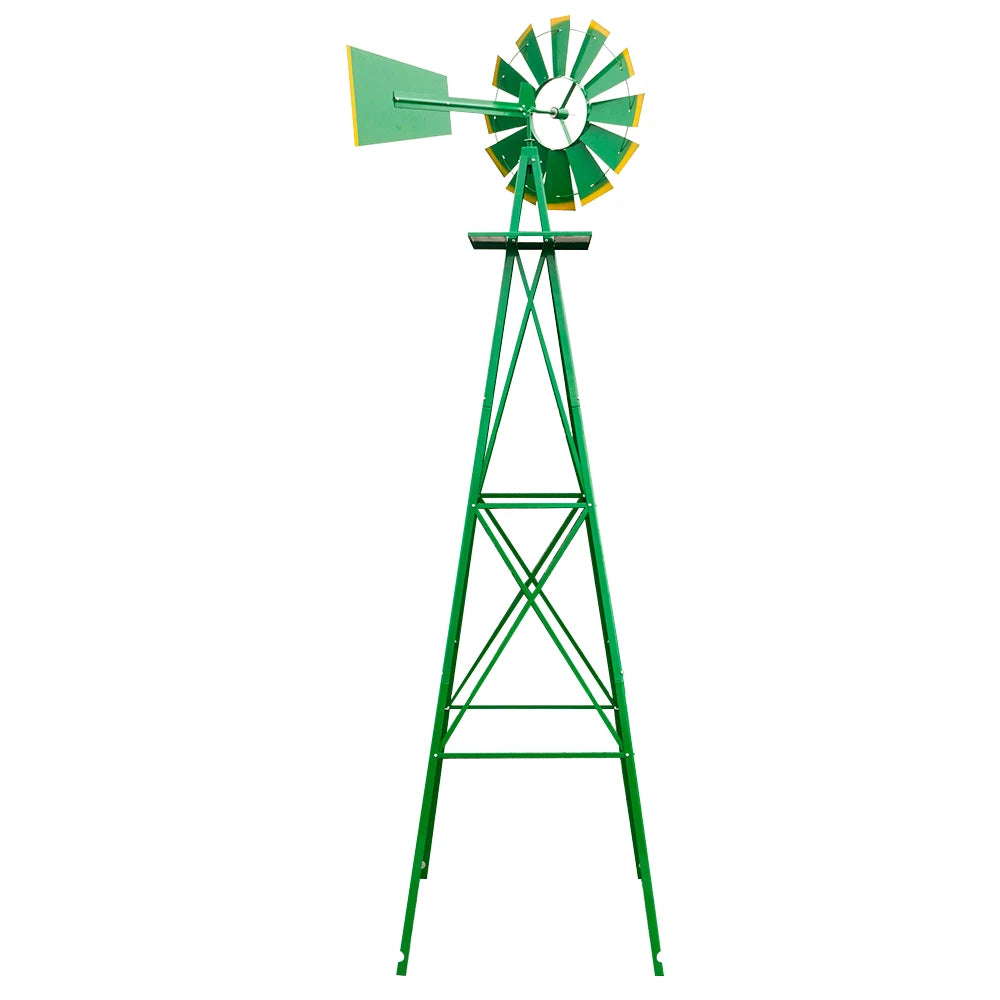 8FT Weather Resistant Garden Windmill Green For Yard Decor