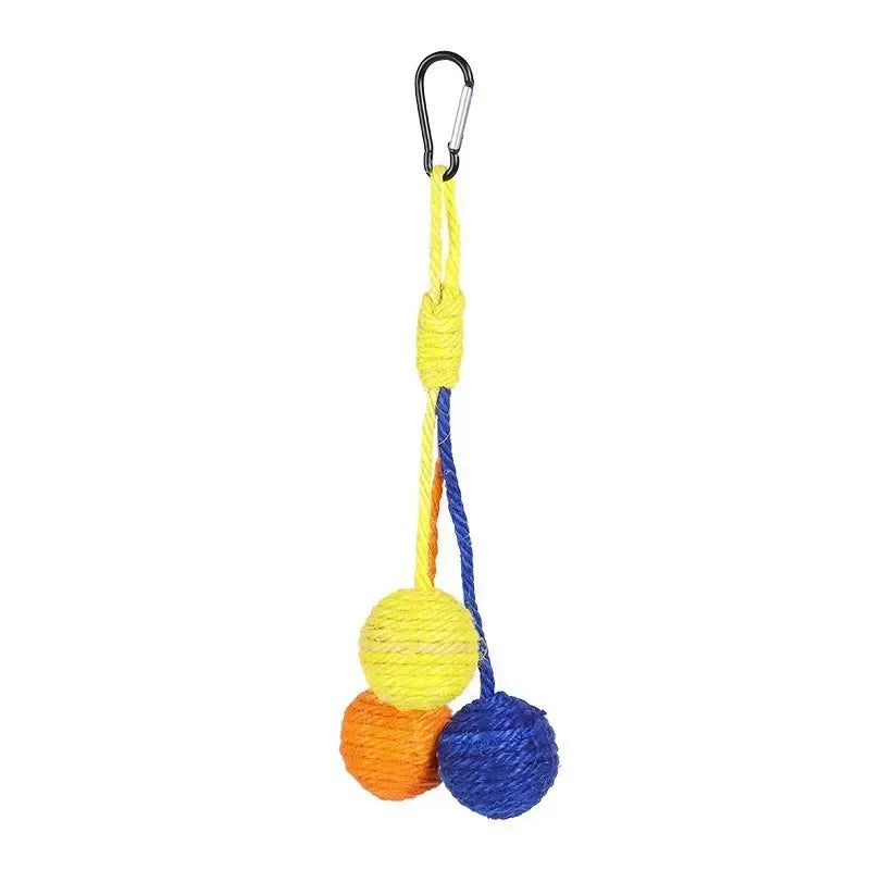 Pet Cat Hanging Sisal Ball Bite-resistant Wear-resistant Jute Twine Rope Pet Supplies for Relieve Boredom Chewing Scratching Toy