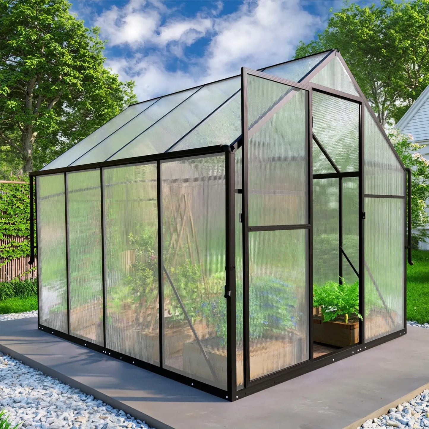 Outdoor Large Polycarbonate Aluminum Walk In Greenhouse