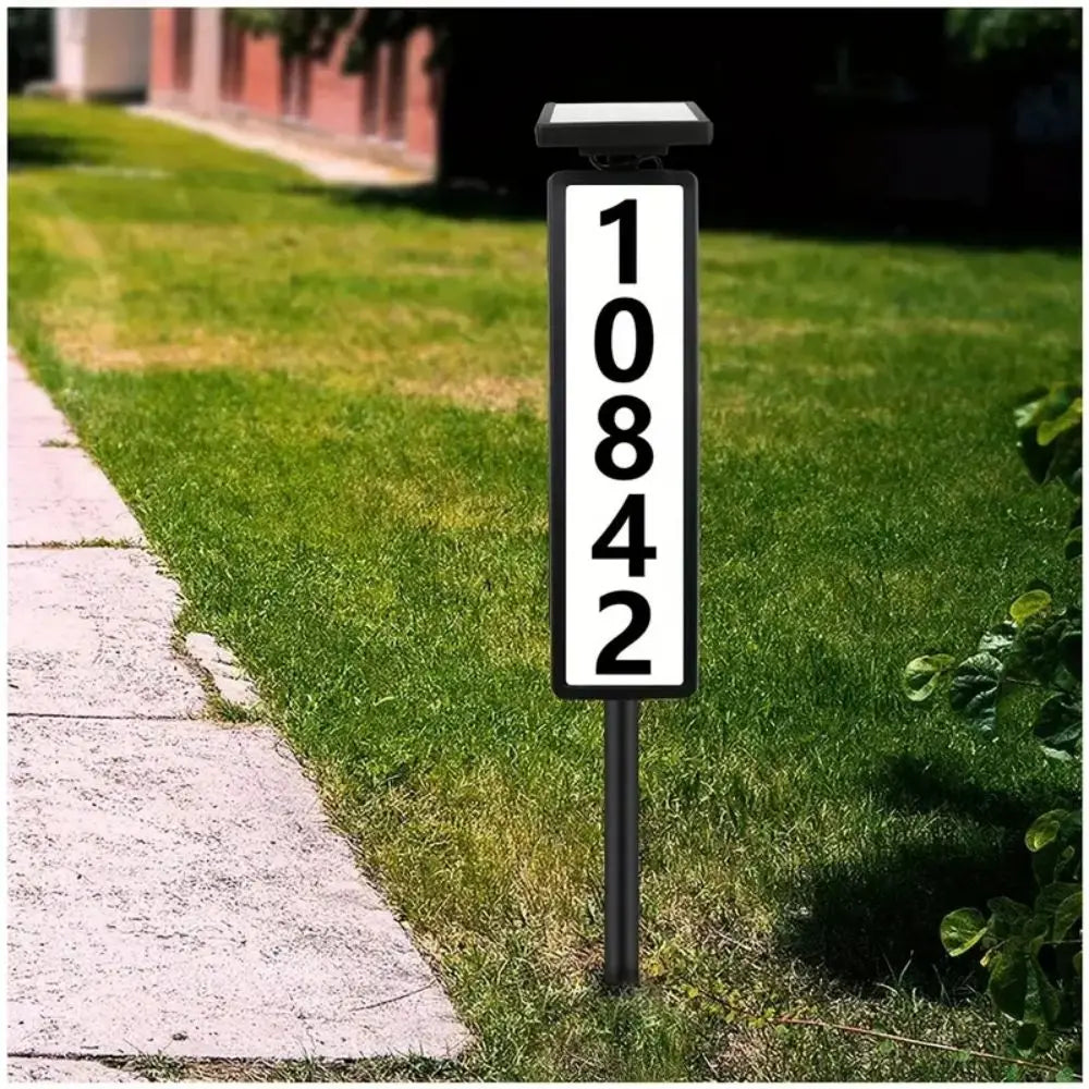 1 pc Solar Light Powered House Number, Address Sign With Lighting, Pole Mount, Smart Light Control 400mah