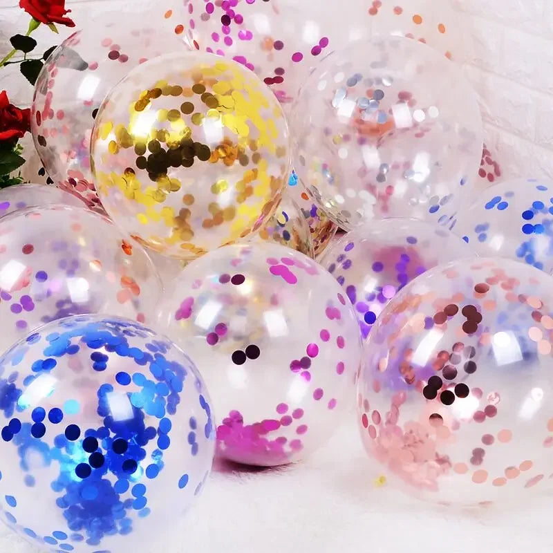 Gold Confetti Latex Balloons 5 10 20pcs Glitter Clear Transparent Helium Balloons for Wedding and Baby Shower