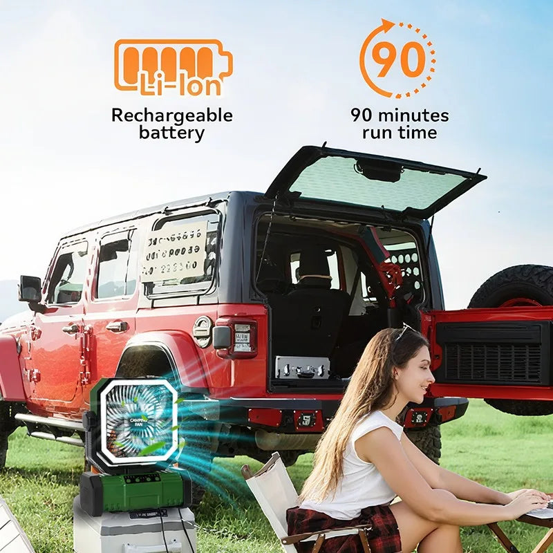 20000mAh Camping Fan With Led Lantern And Remote Control
