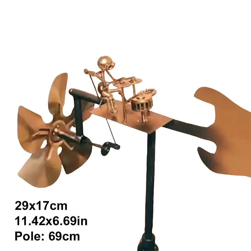 Drummer Windmill Handmade Metal Percussionist Figurine Rockin Art Garden Decor for Music Lovers & Collectors Yard Ornaments