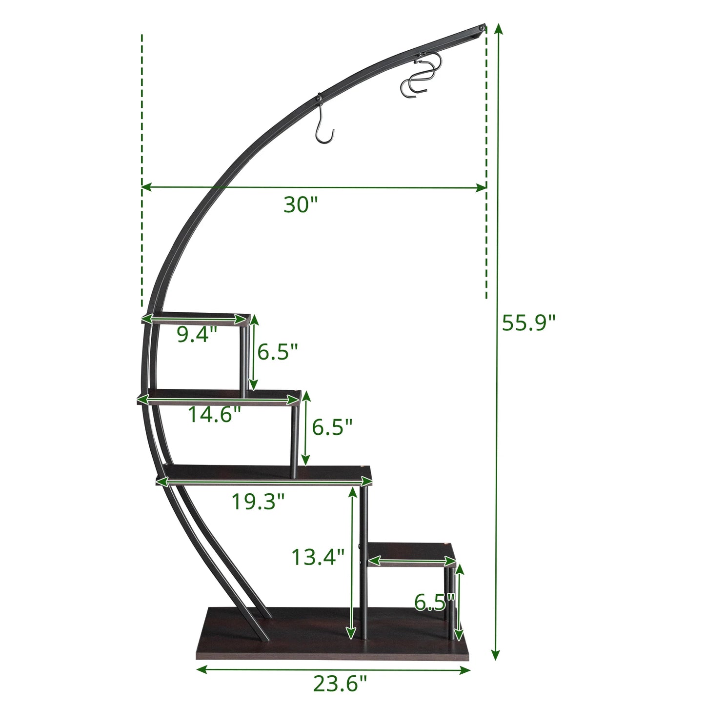Artisasset 2pcs 5 Layers Semicircle Iron Wood Suitable For Garden Balcony Patio Lawn Home Decoration Plant Stand Flower Pot Stan