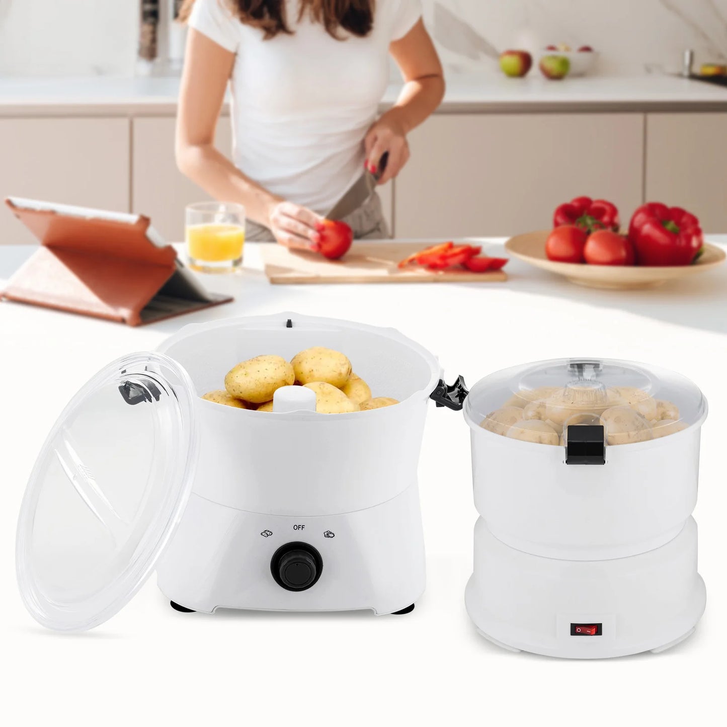 85W Electric Potato Peeler One Button Drive Spinner