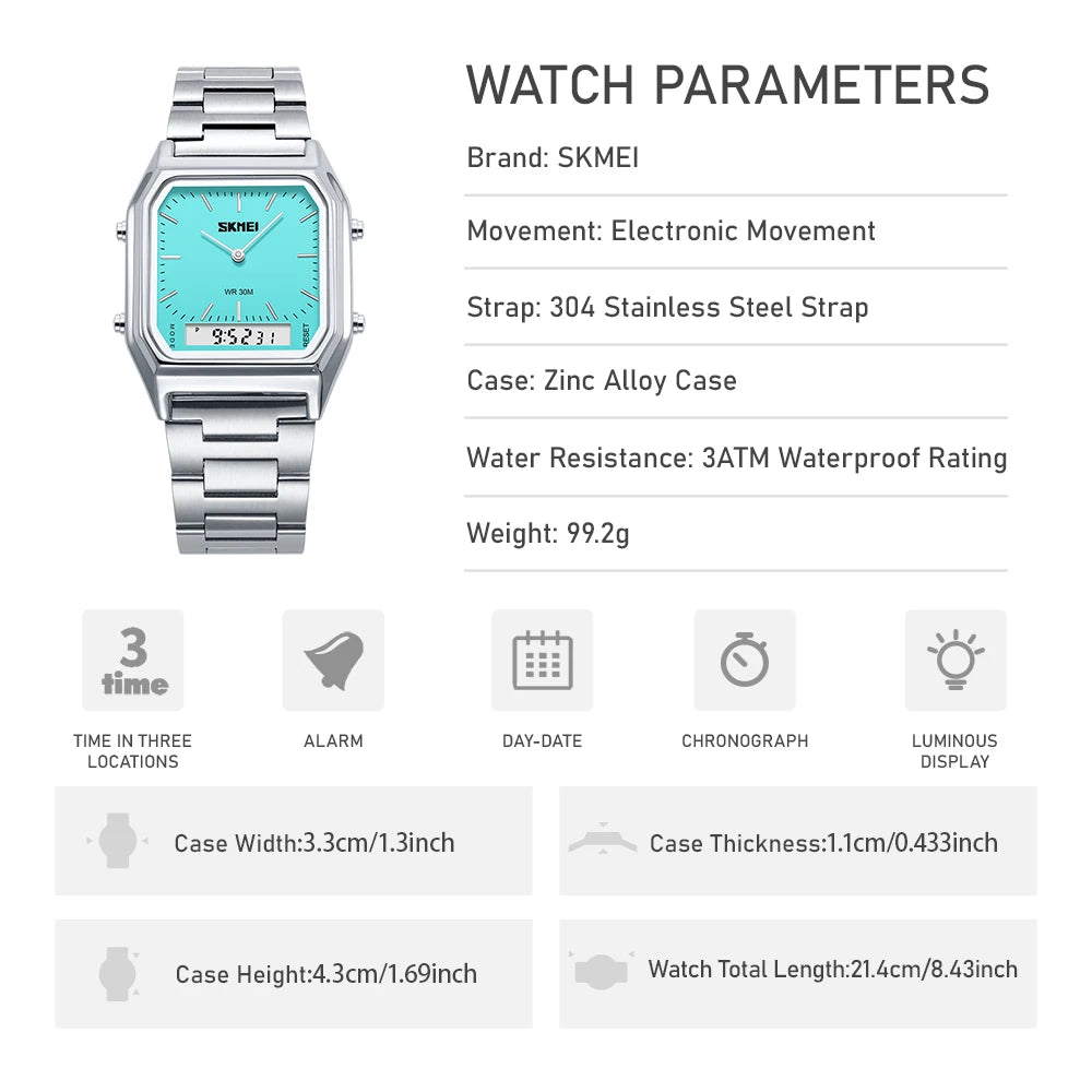 Skmei Fashion Analog Watch Luminous Dual Display Quartz