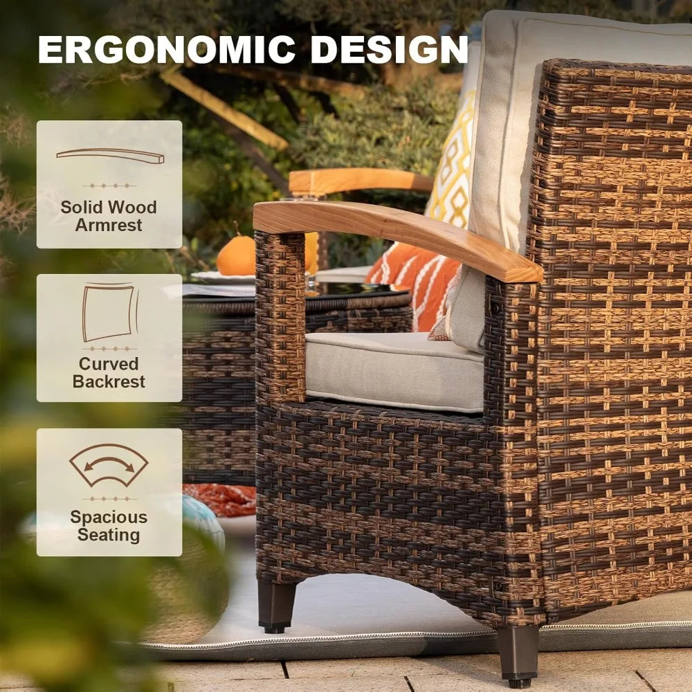 9 Piece Outdoor Patio Set Half Moon Rattan Sofa Conversation