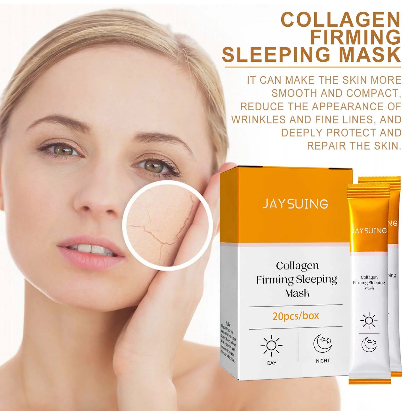 Jaysuing Collagen moisturizing facial mask reduces facial fine lines, tightens skin, moisturizes skin, and sleeps facial mask