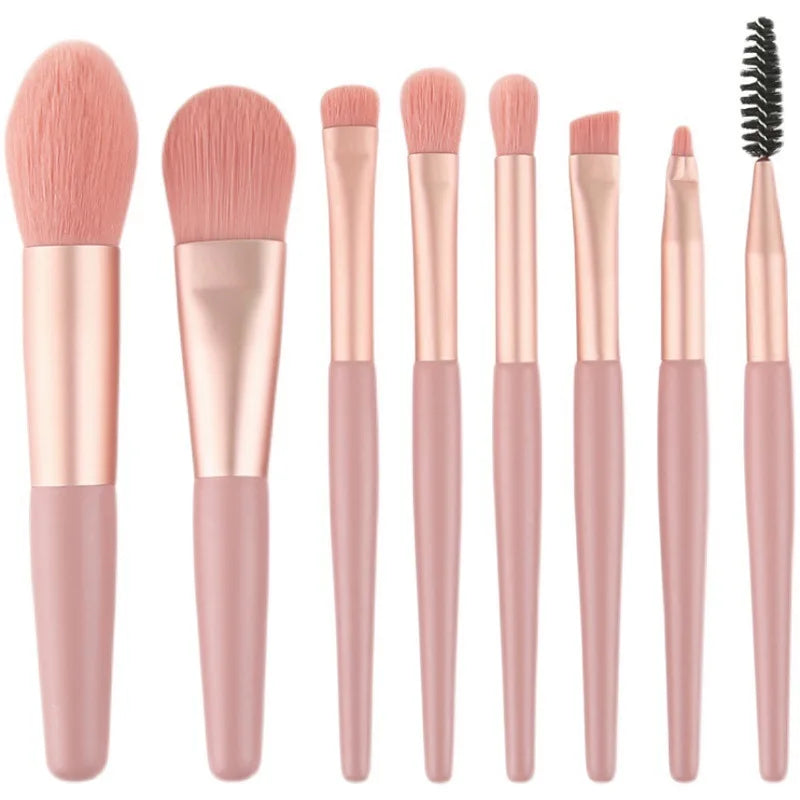 8 Piece Foundation Macaron Makeup Brush Set Concealer Blush