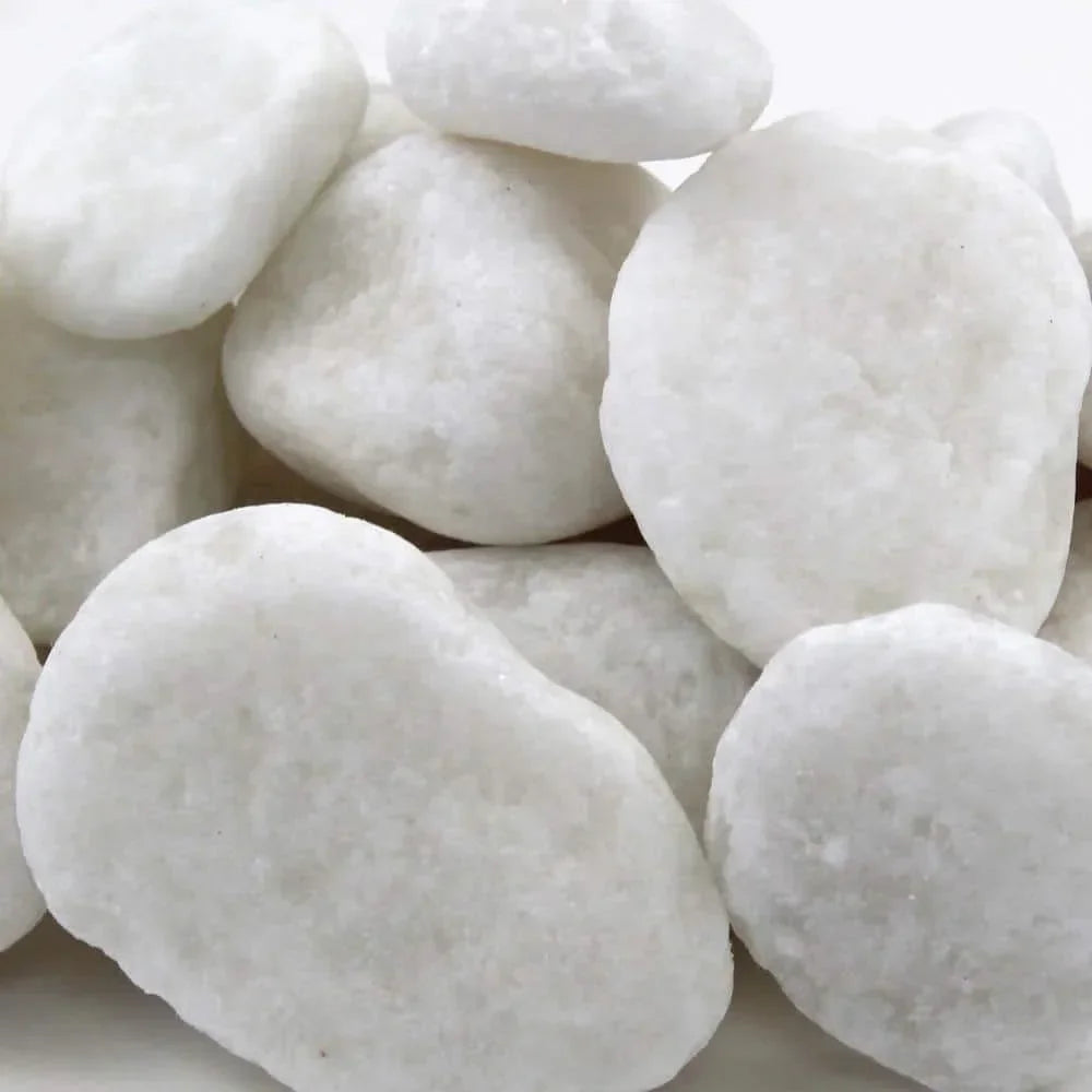 Large Snow Pebbles Use indoors or outdoor Pebble mulch in interior or exterior garden beds round and soft easy on the feet