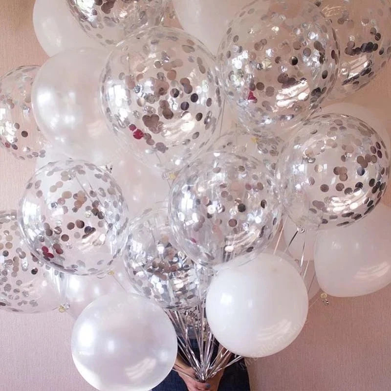 Gold Confetti Latex Balloons 5 10 20pcs Glitter Clear Transparent Helium Balloons for Wedding and Baby Shower