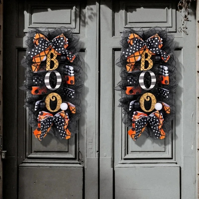 Halloween Wreath Garland Door Decoration Boo Doorplate