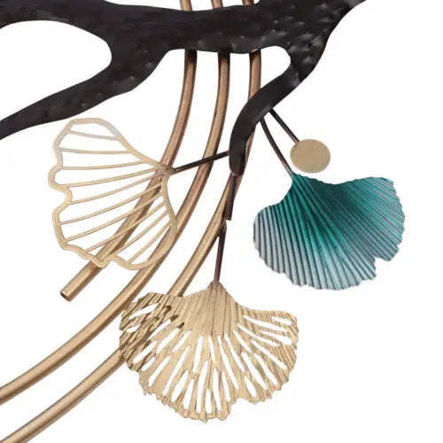 3D Ginkgo Leaf Metal Wall Decor Art Nature Wall Mounted Sculpture for Living Room Bedroom