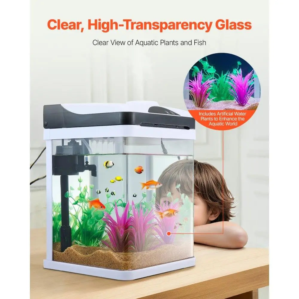 2 Gallon Smart Aquarium Self Cleaning 7 Color Lighting