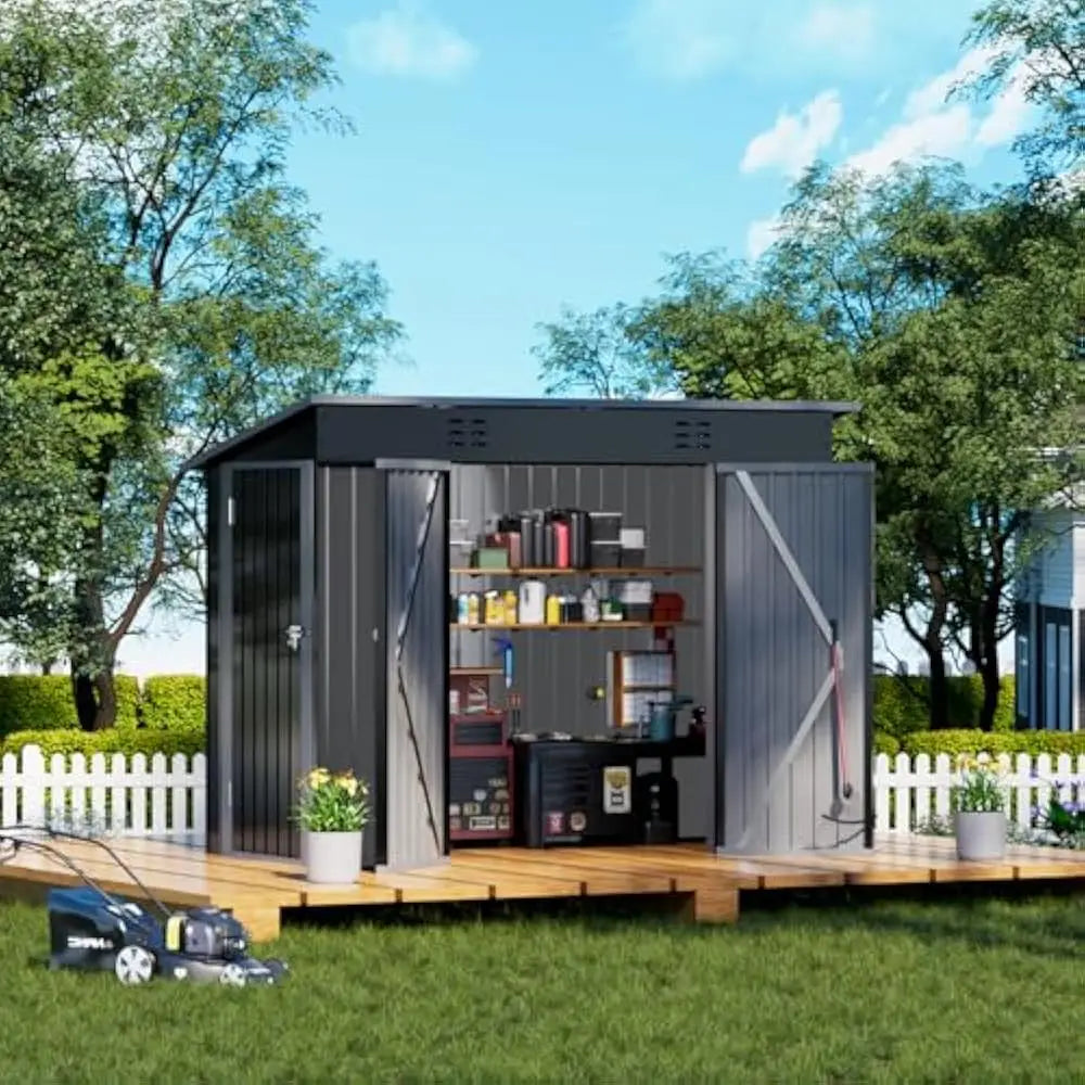Metal Garden Shed 6x4 Outdoor Storage With Lockable Doors