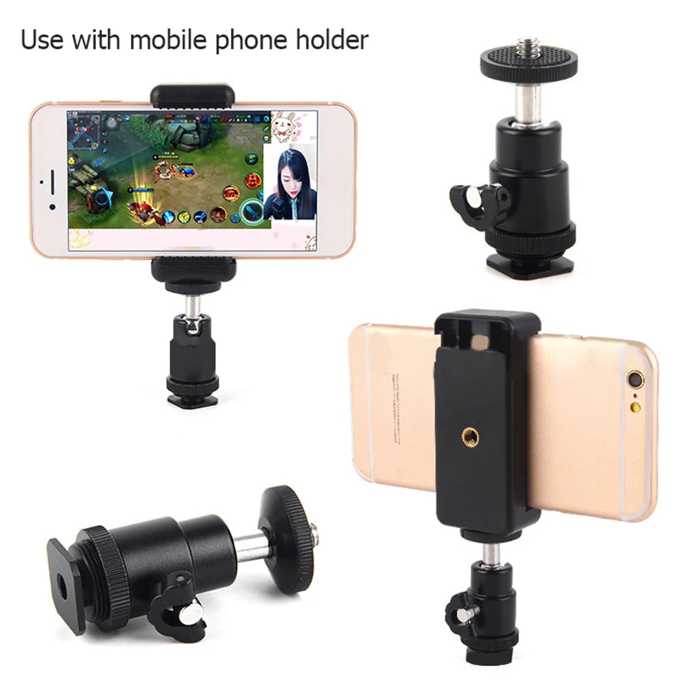 Mobile Phone Clip Holder With 360 Degree Ball Head Tripod