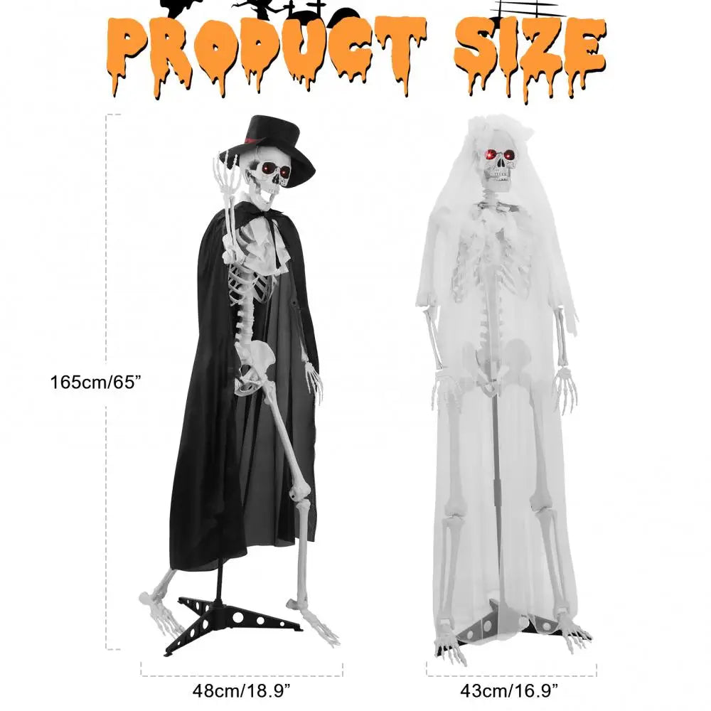 65 Inch Halloween Bride Groom Skeleton With Movable Joints