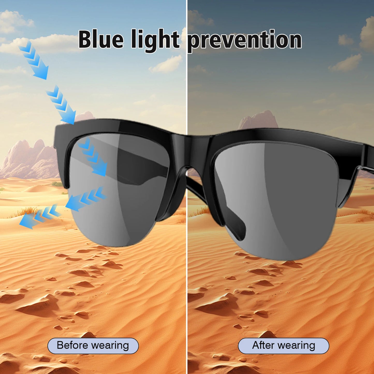 2025 Smart Glasses Unisex Blue Light Blocking Music Playback