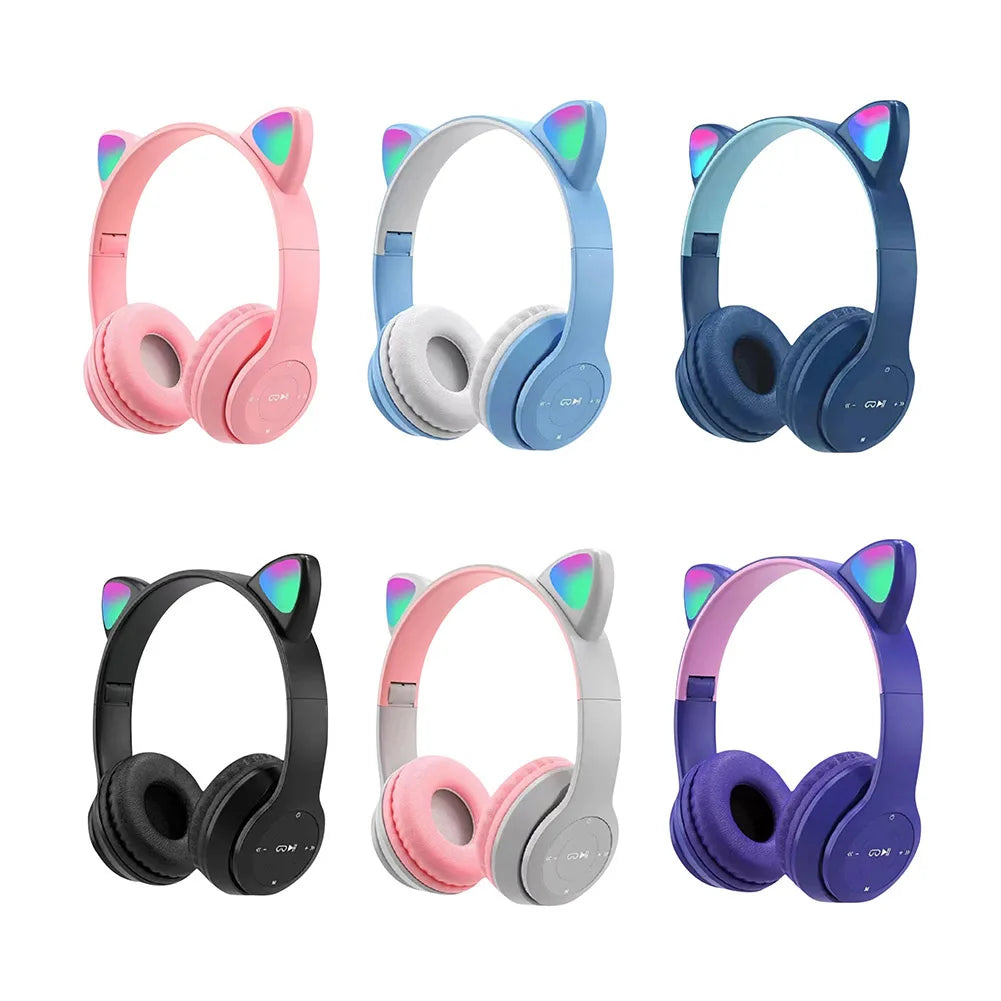 Wireless Cat Ear Gaming Headphones With Glow Light Bluetooth