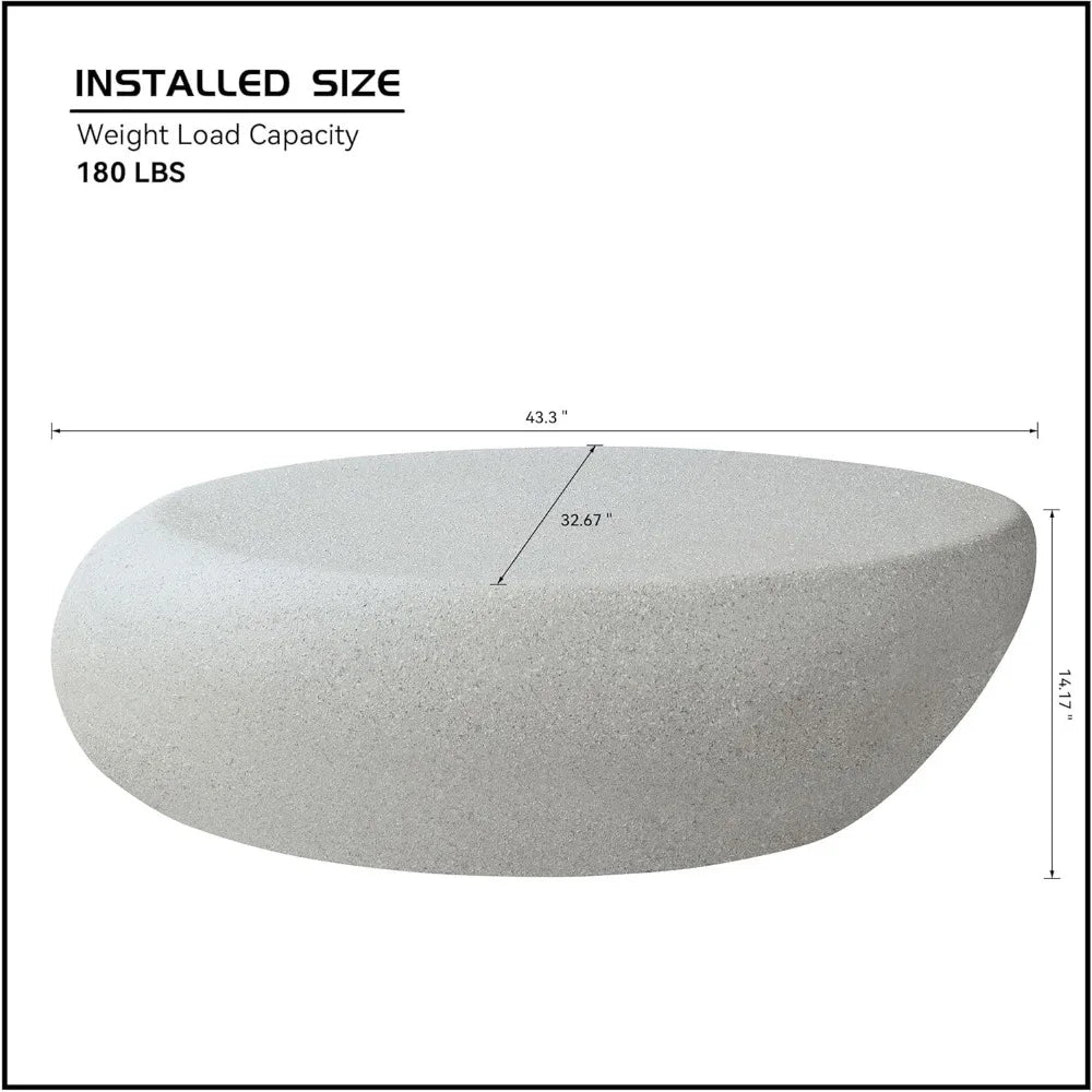Oval Stone Coffee Table Fiberglass Center Table Outdoor