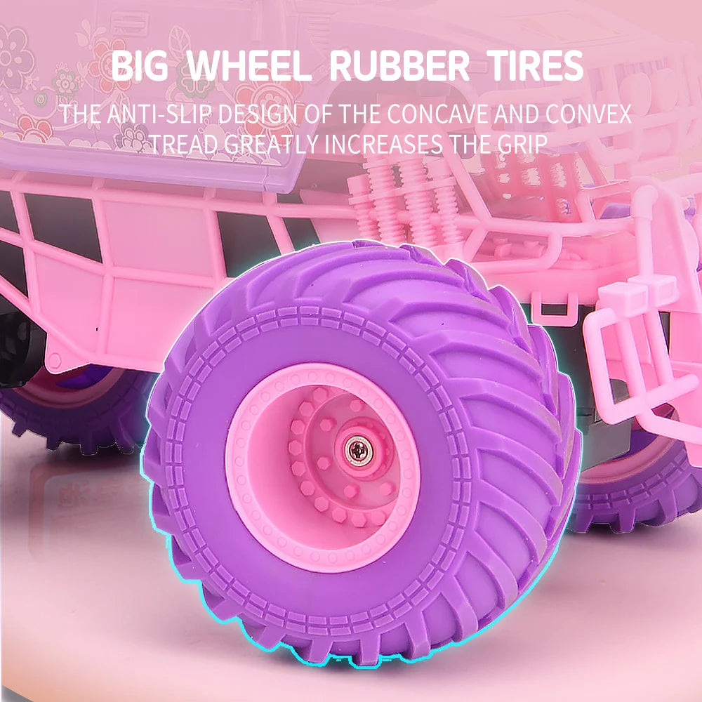 RC Car Electric Drive Off-Road Big Wheel 2.4G Cross-Country High Speed Purple Remote Control Trucks Princess Girls Toys for Kids