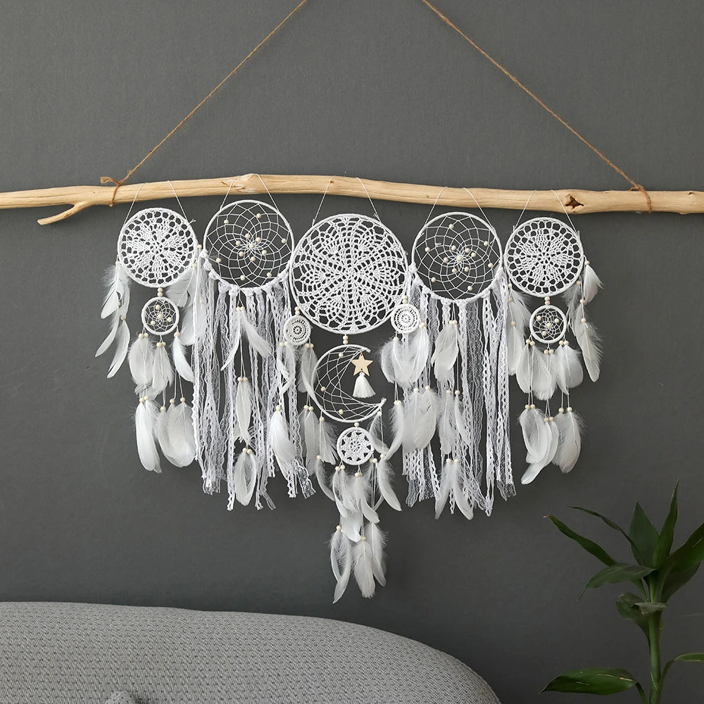 5pcs Bohemian Dreamcatcher Set Large Wall Hanging for Bedroom Wedding Christmas Decor Pretty Decorative Ornaments
