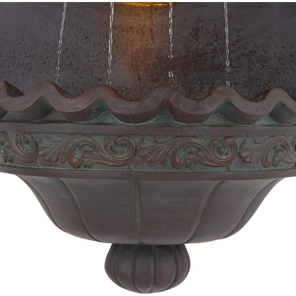 Elegant Lion Head Fountain With Bronze Finish And LED Light