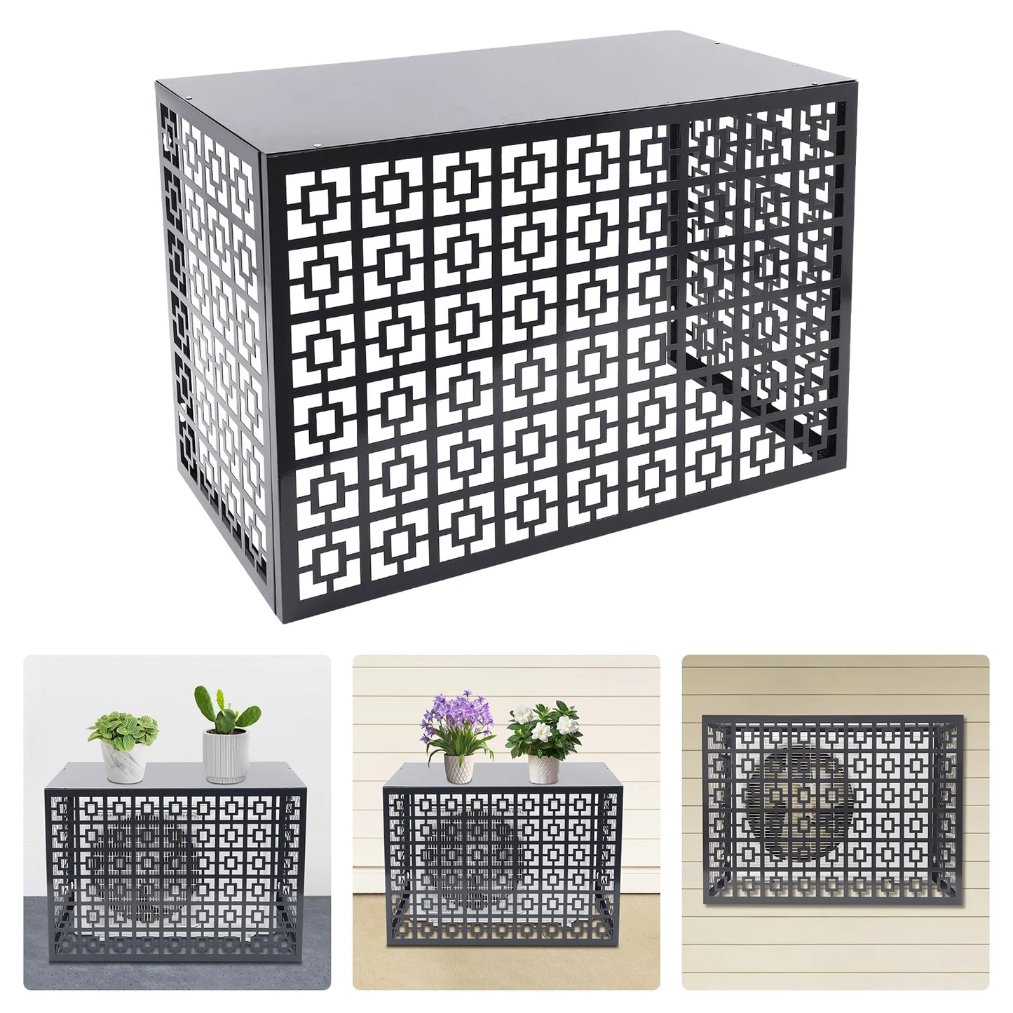 Freestanding Air Conditioner Fence Privacy Fence Panels With Planter Box For Outdoor AC Unit Trash Enclosure And Pool Equipment